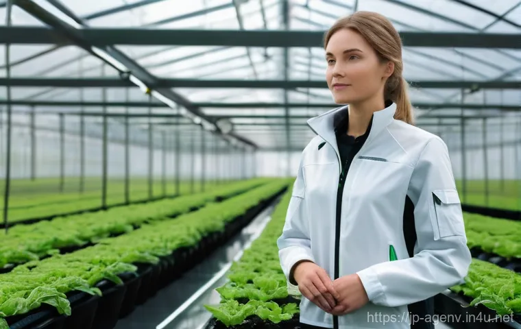 농업환경기술자 자격증의 경제적 혜택 - **Prompt 1: Futuristic Smart Farming Technician**
    A highly detailed, photorealistic image of a f...